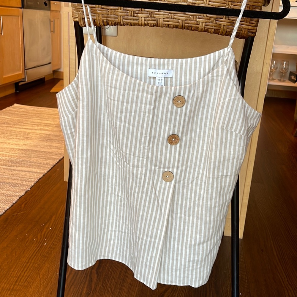 TOPSHOP Striped Tank Top Blouse Pink Size US 12
